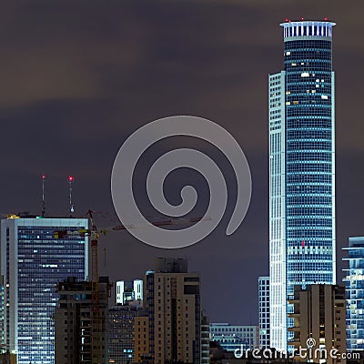 Ramat Gan city at night. Stock Photo