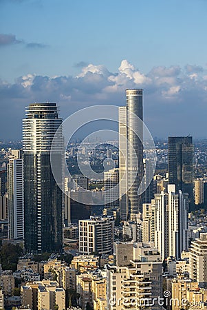 Ramat Gan And Tel Aviv Skyline, New Skyscraper In Ramat Gan Stock Photo