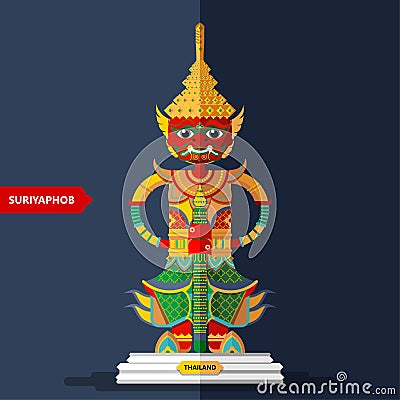 Ramayana Giant Sculptures in flat style Vector Illustration