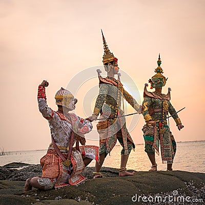 Ramayana thai traditional dance Stock Photo