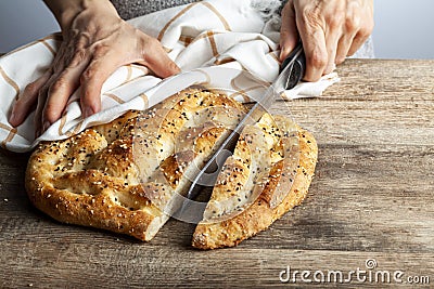 ramazan pidesi, a special turkish flatbread Stock Photo