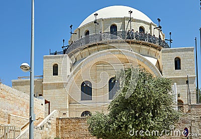 The Ramban synagogue is the oldest functioning synagogue in the Old city. Jerusalem, Israel. Its name is written on the wall Editorial Stock Photo