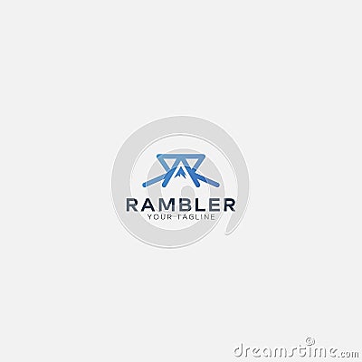 Ramble mountain with letter R logo Vector Illustration