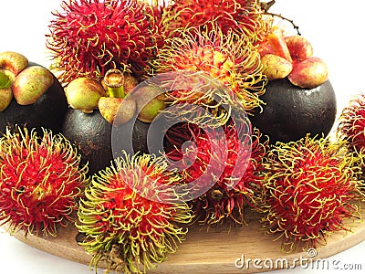 Rambutan mangosteen tropical fruit asia Stock Photo