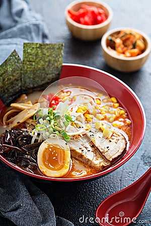 Ramen bowl with noodles and pork Stock Photo