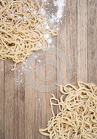 Ramen, chinese vermicelli on wooden background Stock Photo