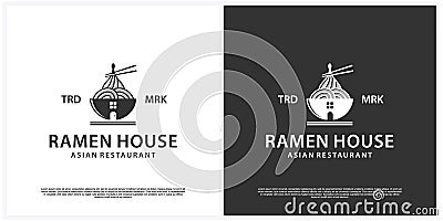 Ramen house logo template. Japanese ramen noodles restaurant logo template Stock Photo