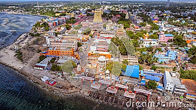 Hindu Load Siva Temple located in Rameshwaram in South part of Tamilnadu Editorial Stock Photo