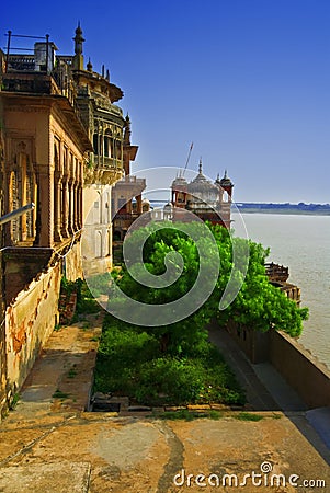 Ramnagar fort by Ganges river Stock Photo