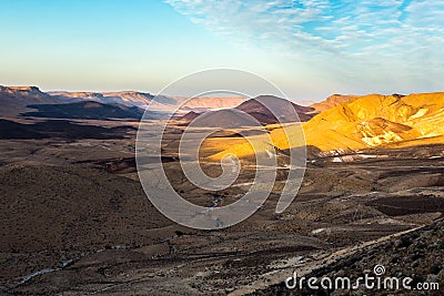 Ramon crater desert mountains range landscape, Negev, Israel. Stock Photo