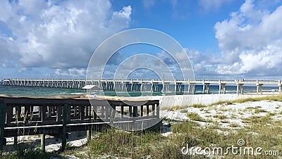 Navarre Beach and Pier in the West Florida Panhandle. Stock Photo