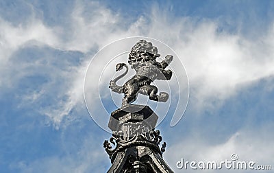 Rampant Lion and Crown Stock Photo