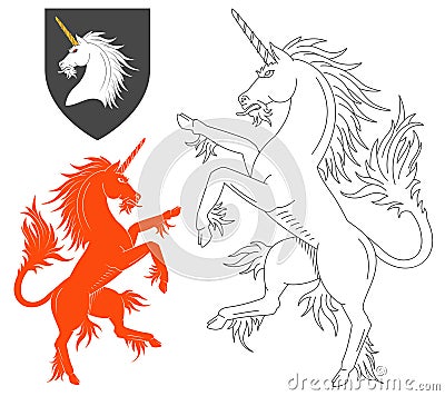 Rampant Unicorn Illustration Vector Illustration