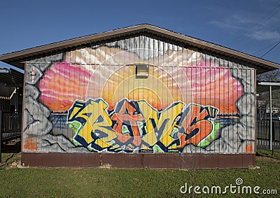 Rams Mural in the garden of John H. Reagan Elementary, Bishop Arts District, Dallas, Texas Editorial Stock Photo