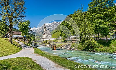 Ramsau mountain village, Berchtesgadener Land, Bavaria, Germany Editorial Stock Photo