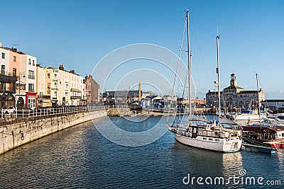 Ramsgate, Kent, UK shop fronts and marina. Editorial Stock Photo