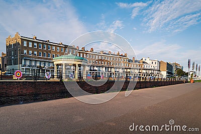 The impressive architecture of Wellington Crescent and bandstand on a sunny winter day. Seen from the Editorial Stock Photo