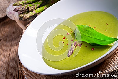 Ramsons Asparagus Soup Stock Photo