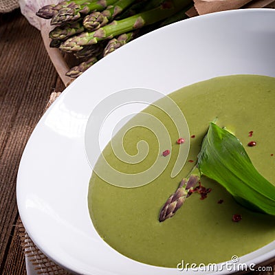 Ramsons Asparagus Soup Stock Photo