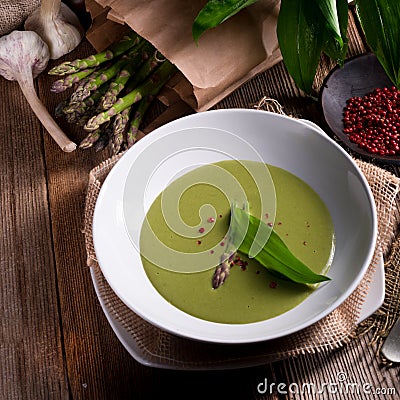 Ramsons Asparagus Soup Stock Photo