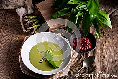 Ramsons Asparagus Soup Stock Photo