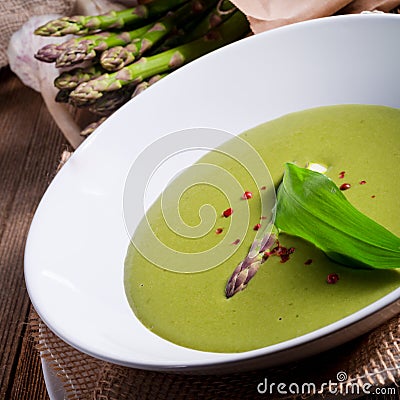 Ramsons Asparagus Soup Stock Photo