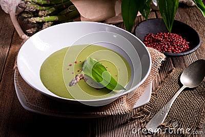 Ramsons Asparagus Soup Stock Photo