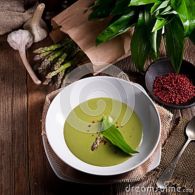 Ramsons Asparagus Soup Stock Photo