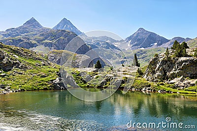 Ranas Lake in Tena Valley in The Pyrenees, Huesca, Spain. Stock Photo