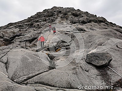 Ranau, Sabah-11th March 2021. Unidentified several climbers were descending from the top of the mountain. Editorial Stock Photo