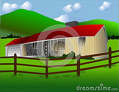 The Ranch House Vector Illustration