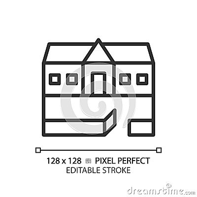 Ranch house pixel perfect linear icon Vector Illustration