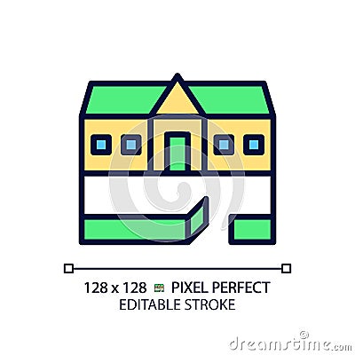 Ranch house pixel perfect RGB color icon Vector Illustration