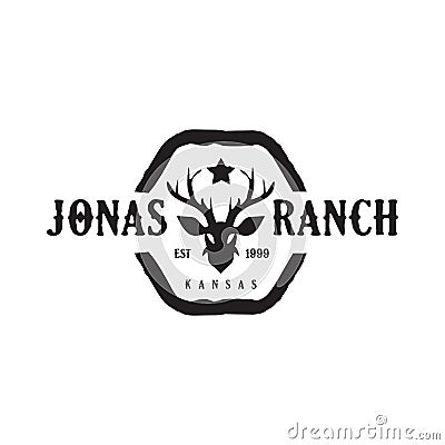 Ranch logo design with using head of deer as symbol Vector Illustration