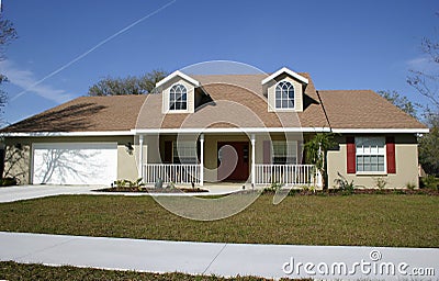 Ranch Style Home Stock Photo