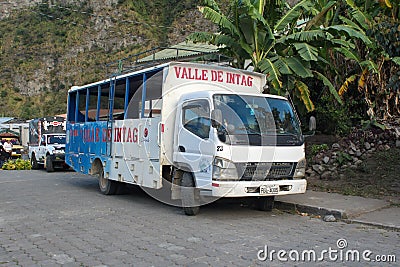 Ranchero bus in Apuela Editorial Stock Photo