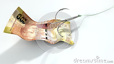 Rand Banknote Baited Hook Editorial Stock Photo