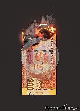 Rand Note Burning Stock Photo