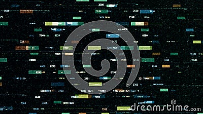 Random big data digital code on a black background, seamless loop. Animation. Futuristic information and technology Stock Photo