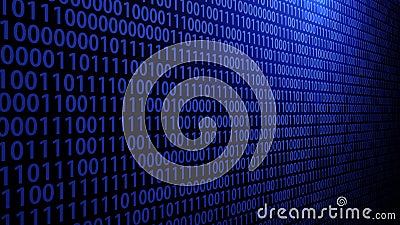 Random Binary Code Background in Blue Color Theme with Gradient Light ver.2 Stock Photo
