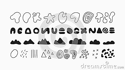 Random black shapes set. Blob shapes. Spot and contour. Organic abstract splodge elements monochrome collection. Vector Vector Illustration