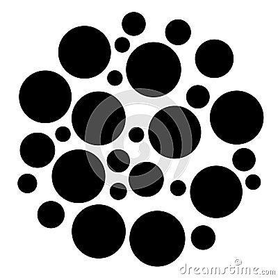 Random circles, dots. Pointillist polka-dots. Scattered circles design element Vector Illustration