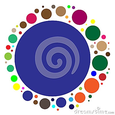 Random circles, dots. Pointillist polka-dots. Scattered colorful, multicolor circles design element Vector Illustration