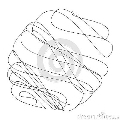 Random curly, tangle, twine lines. Doddle, sketchy, sketch rounded lines Vector Illustration