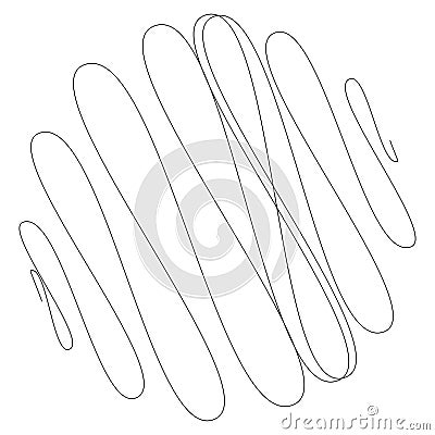 Random curly, tangle, twine lines. Doddle, sketchy, sketch rounded lines Vector Illustration