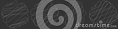 Random curly, tangle, twine lines. Doddle, sketchy, sketch rounded lines Vector Illustration