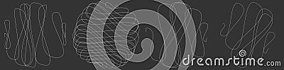 Random curly, tangle, twine lines. Doddle, sketchy, sketch rounded lines Vector Illustration