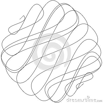 Random curly, tangle, twine lines. Doddle, sketchy, sketch rounded lines Vector Illustration