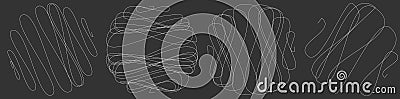Random curly, tangle, twine lines. Doddle, sketchy, sketch rounded lines Vector Illustration