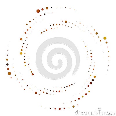 Random dotted, dots, halftone speckles concentric circle.Spiral, swirl, twirl element.Circular and radial lines volute, helix. Vector Illustration